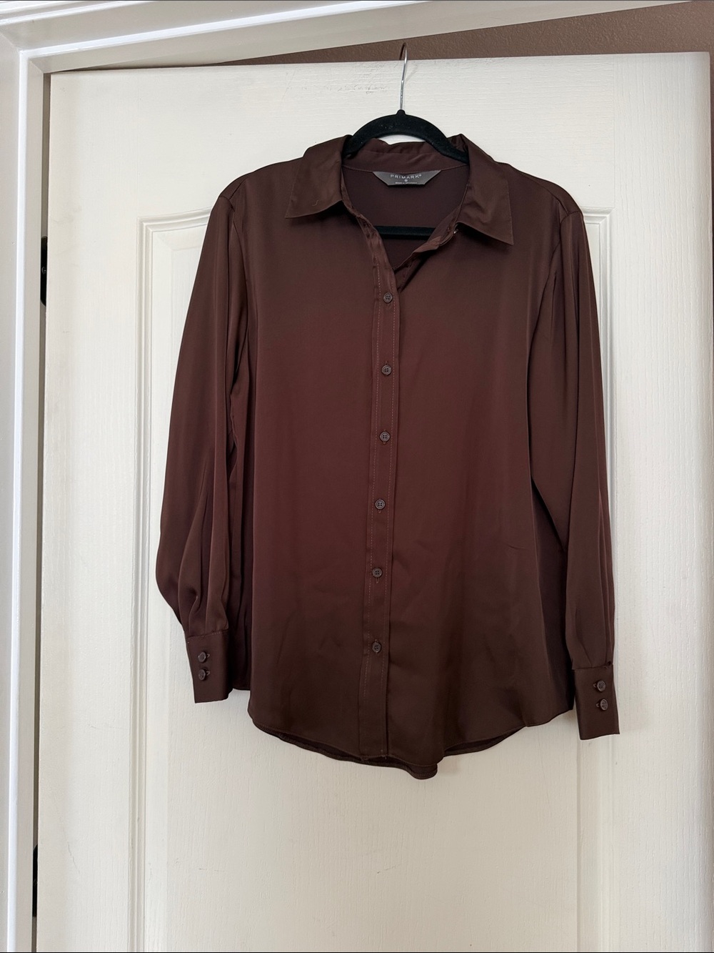 Primark Brown Long-Sleeve Button-Down Blouse